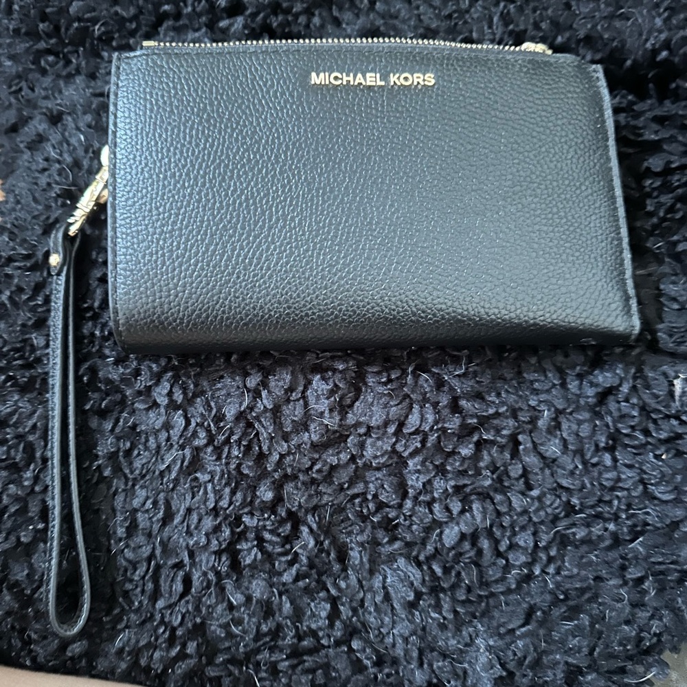 Michael Kors Black Leather Wristlet